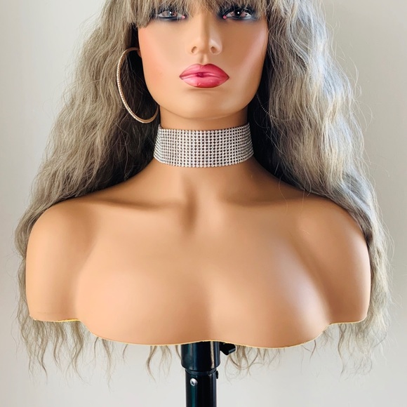 “Put On & Go” Ombre Ash Grey Synthetic Wig with Bangs  😊 NO FURTHER DISCOUNT - Picture 4 of 11